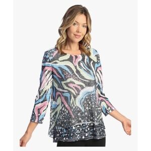 Jess & Jane Large "Lush" ‎ NWT Abstract Print Blouse Casual Size L